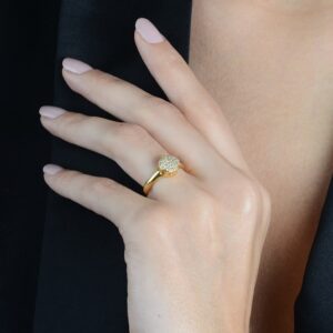 Anel Dourado Chuveirinho Cravejado de Zircônia Immersa